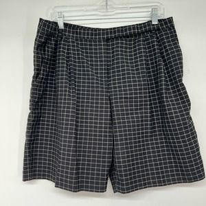 Tibi Plaid Boyfriend Shorts Women's Sz 12 Black & White Pleated Mid Rise Relaxed